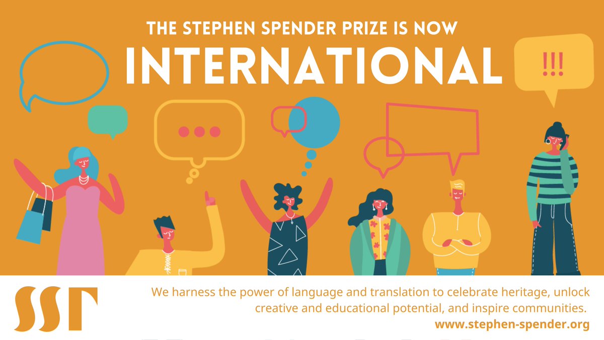 StephenSpender's tweet photo. 3 weeks left to submit!

The Open Category is now international, meaning adults (19+) from ANY country are welcome to submit translations into English of ANY poem from ANY language.

1st prize £1000 &amp; published in @MPTmagazine
2nd prize £500
3rd prize £250

#SSTPoetryPrize2023 https://t.co/Z2zzWh6gN8