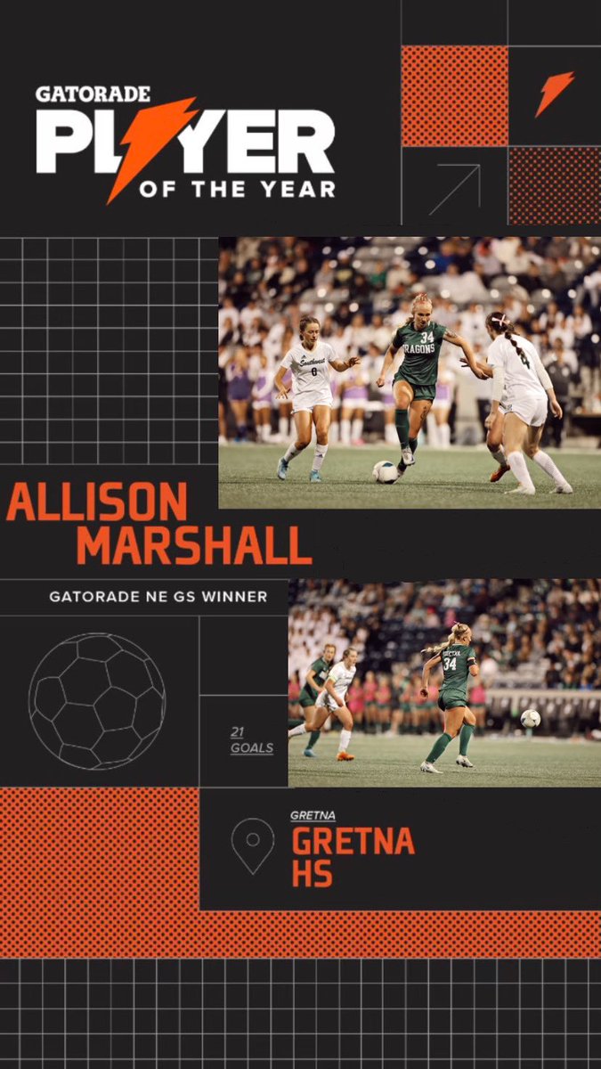 Thank you <a href="/Gatorade/">Gatorade</a> for naming me as the Nebraska Soccer Gatorade Player of the year! I couldn’t have done it without the amazing people that surround me!!💚💚