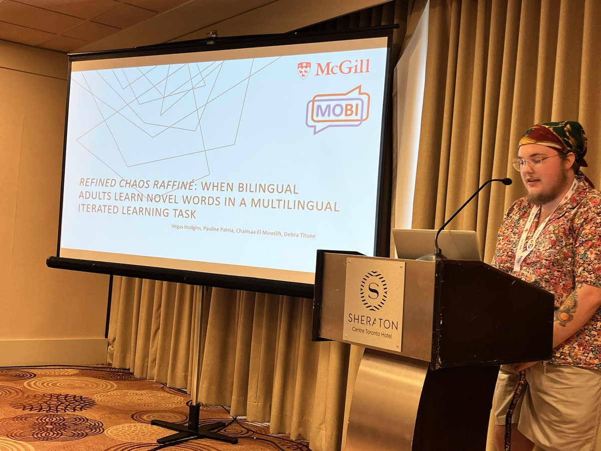 A second amazing talk from Vegas Hodgins about bilingual adults learning novel words in a multilingual iterated learning task!