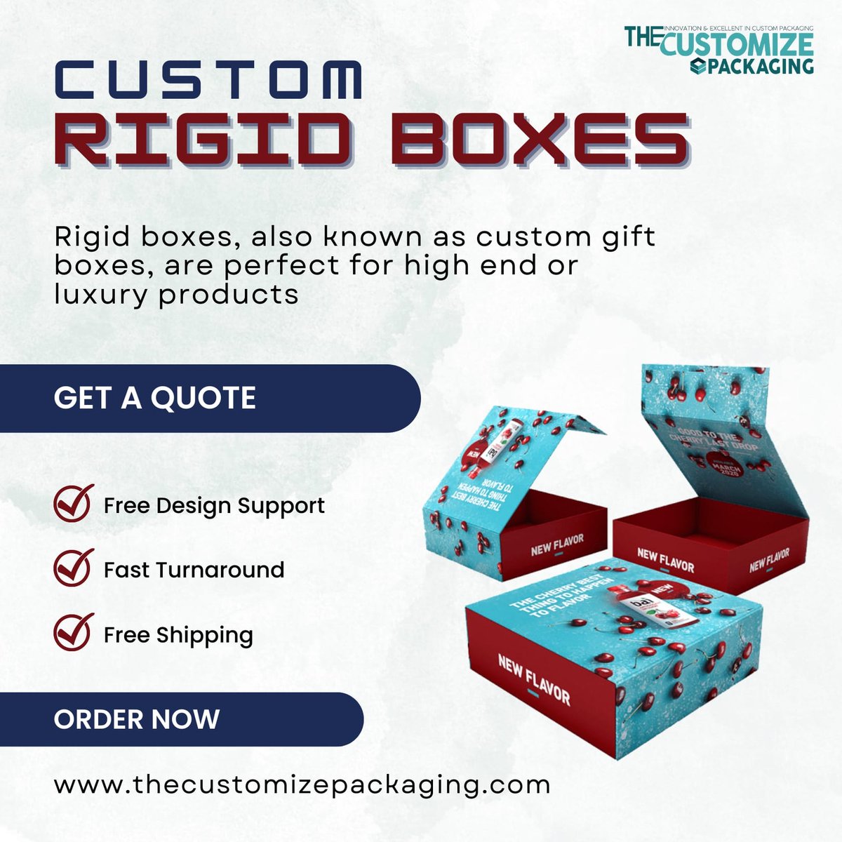 customizepack's tweet photo. Custom Rigid Boxes
Get custom rigid boxes at wholesale rates with free shipping. We offer multiple customization options for rigid packaging. https://t.co/3pg6tyA4AL