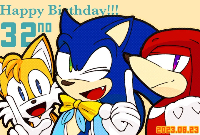 チョット遅刻してしまったけどもソニック誕生日おめでとう! これからも駆け抜けて行きましょ!!   #ソニかつ #ソニックバースデー2023 #Sonic32nd #SonicTheHedeghog