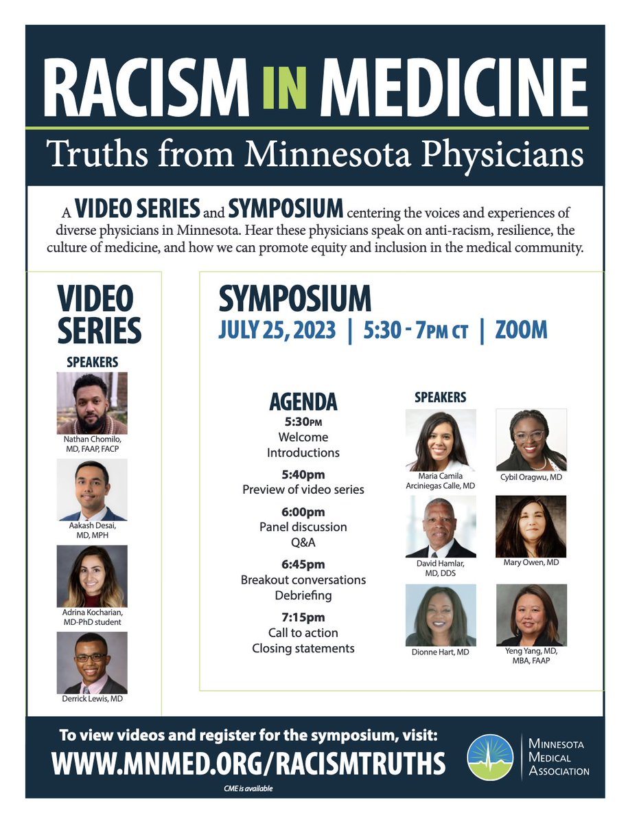 MNFamilyPhysicians (@mnfamilydocs) on Twitter photo Our friends <a href="/mnmed/">MnMedAssociation</a> recently launched a new video series + symposium, "Racism in Medicine: Truths from MN Physicians." Family physicians <a href="/RuralDocMama/">Cybill Oragwu, MD⚕️</a>, Mary Owen, MD, & <a href="/DrMariaACalle/">Ma Camila Arciniegas Calle, MD</a> are among speakers. More at mnmed.org/racismtruths. #RacisminMedicine #CME #Racism Our friends <a href="/mnmed/">MnMedAssociation</a> recently launched a new video series + symposium, "Racism in Medicine: Truths from MN Physicians." Family physicians <a href="/RuralDocMama/">Cybill Oragwu, MD⚕️</a>, Mary Owen, MD, & <a href="/DrMariaACalle/">Ma Camila Arciniegas Calle, MD</a> are among speakers. More at mnmed.org/racismtruths. #RacisminMedicine #CME #Racism