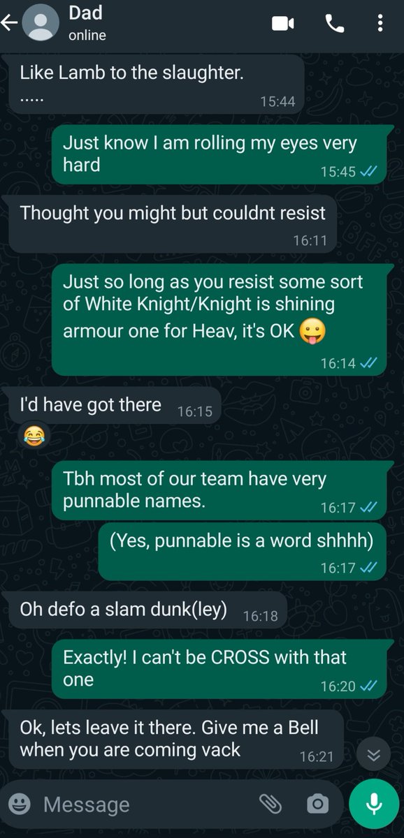 Thanks to my dad for keeping me entertained while I was on the tube and didn't have enough signal to listen to #bbccricket...