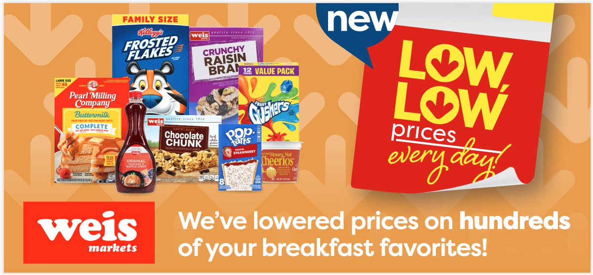 We've just expanded @WeisMarkets Low, Low Price (LLP) program which now offers customers lower everyday prices on more than 700 of our most popular breakfast items. All in, we have 10,000+ LLP items in grocery, frozen and produce. Read more: bit.ly/3NEMq39