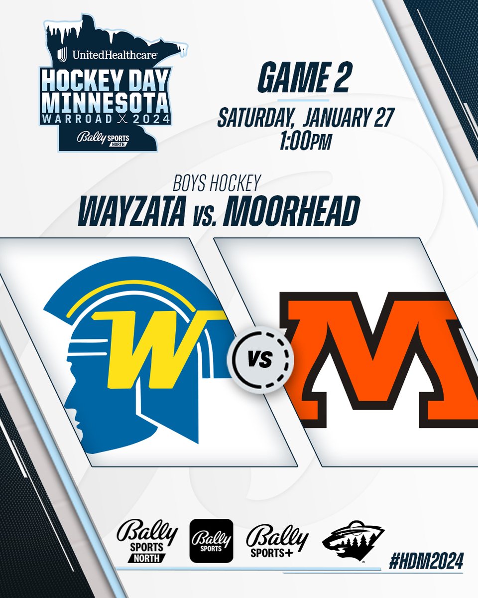 The Spuds battle the Trojans in the second game of #HDM2024.

Who is winning this one?
<a href="/Spud_Hockey/">Spud Boys Hockey</a> or <a href="/WHS_boyshockey/">Wayzata Boys Hockey</a> 

Live coverage for #HDM2024begins 1/27/24 at 9am!

<a href="/HockeyDayMN/">Hockey Day Minnesota</a> | <a href="/mnwild/">Minnesota Wild</a>