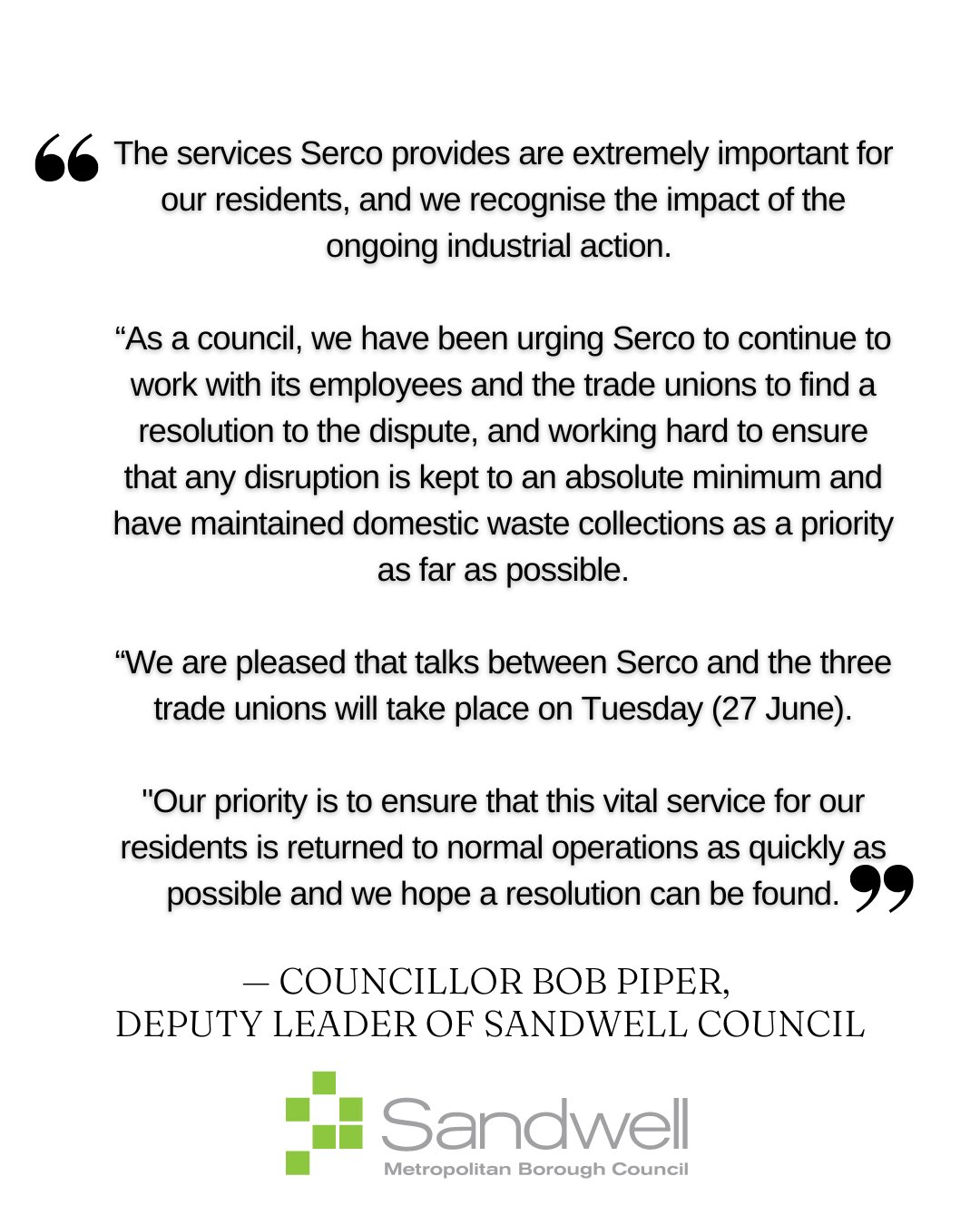Sandwell Council on Twitter "IMPORTANT UPDATE ON BIN COLLECTIONS