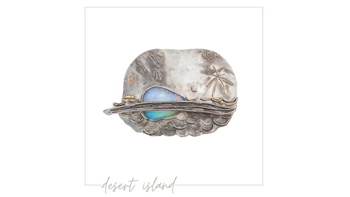 artisanalchemy's tweet image. There's no better way to spend a summer's day than at the seaside. 
So let Michele's Desert Island Brooch whisk you away to somewhere dreamy... ⠀
⠀
#Brooch #Daydreamers #LetsGoToTheBeach #DesertIslandDreaming #SummerJewellery