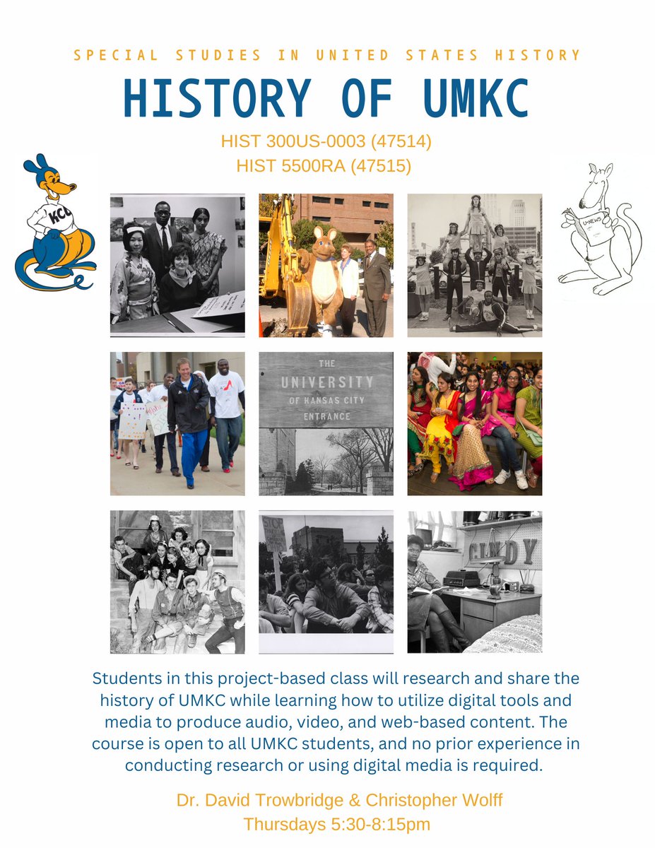 We are excited to announce a unique - hands-on digital history projects based - course opportunity for this upcoming Fall 2023 Semester.
This course will allow students to research, create, produce, and design audio/visual and web based content to tell the rich History of UMKC.