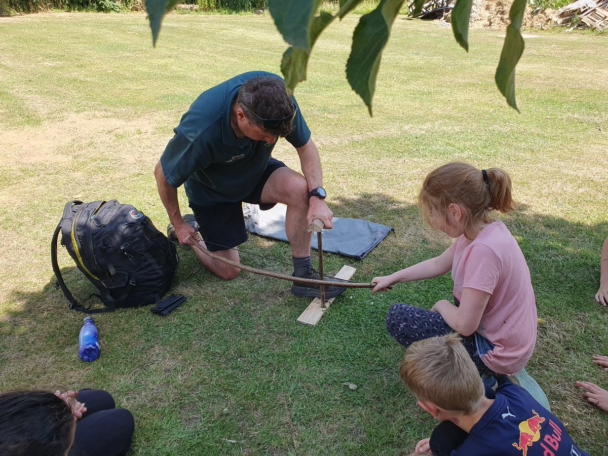 woods4learning's tweet photo. The art of RESILIENCE" massive well done to children @MoonHallReigate who helped me with my first ever "teaching" a group bow drill technique. #artoffire #firebyfriction #fire https://t.co/w7T8OY5J1t
