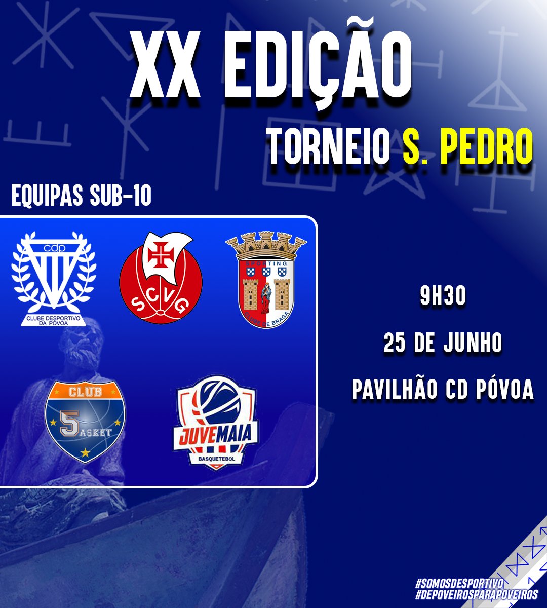 🤩 Estão confirmadas as equipas que farão parte da 20ª Edição do Torneio de S. Pedro!

💙 𝘚𝘦𝘳𝘢́ 𝘶𝘮 𝘥𝘰𝘮𝘪𝘯𝘨𝘰 𝘤𝘰𝘮 𝘮𝘶𝘪𝘵𝘰 𝘣𝘢𝘴𝘲𝘶𝘦𝘵𝘦𝘣𝘰𝘭, 𝘮𝘶𝘪𝘵𝘢 𝘢𝘭𝘦𝘨𝘳𝘪𝘢 𝘦 𝘮𝘶𝘪𝘵𝘢 𝘢𝘮𝘪𝘻𝘢𝘥𝘦!

#depoveirosparapoveiros
#somosdesportivo