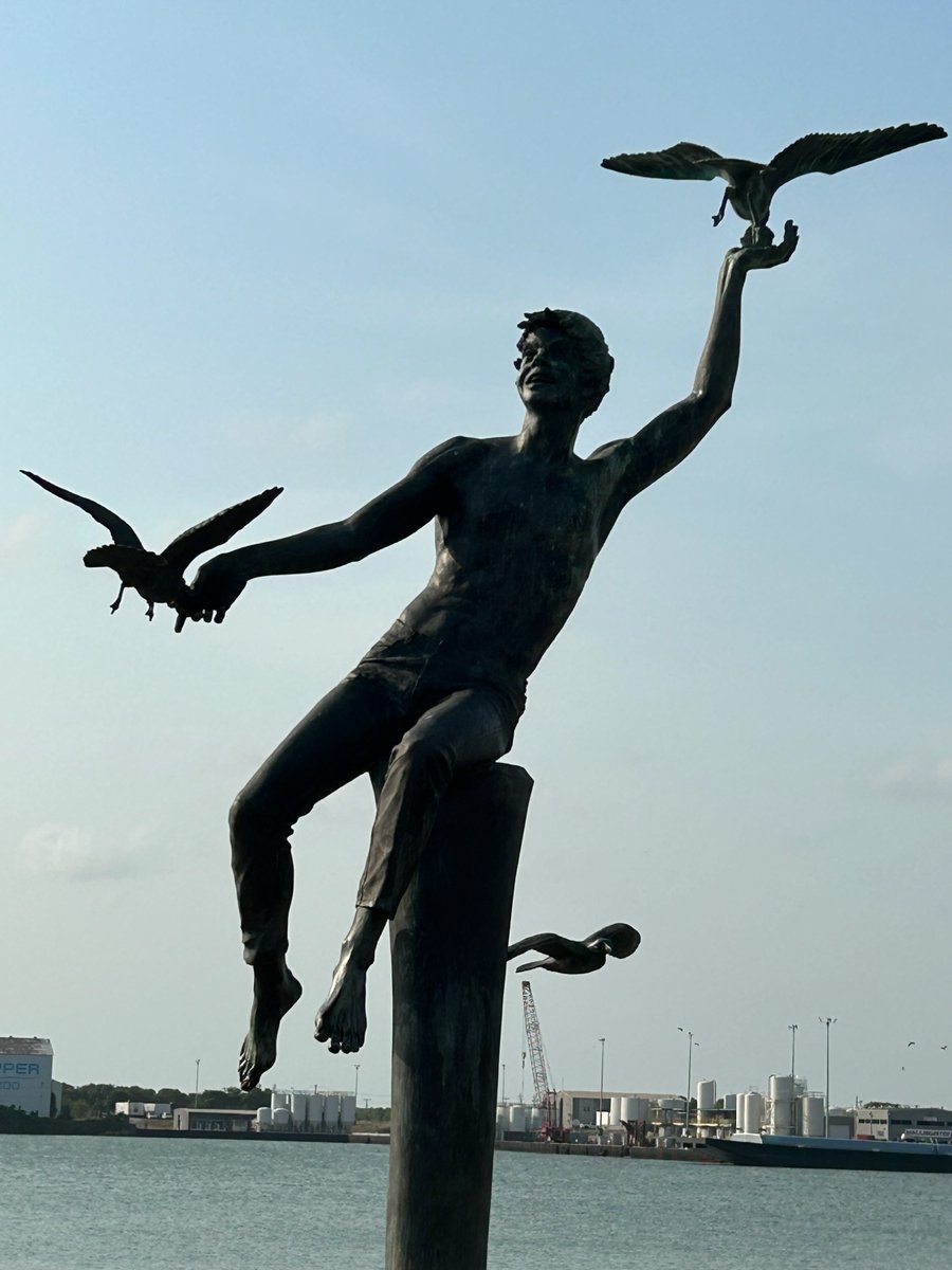Just_In_Time_1's tweet photo. Boy with seagulls statue - Pier 21 Galveston, TX https://t.co/eSbAheyzic