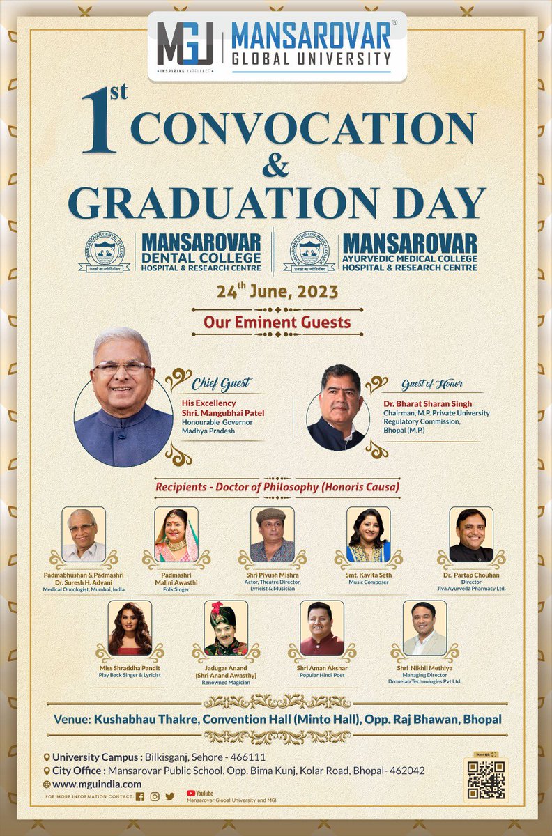 gaurav_t_90's tweet image. The big Day for @MansarovarGlob1 is here .. the first convocation.. please do
Join us to celebrate the legacy of @mansarovargroup .. 

#convocation 
#deekshant