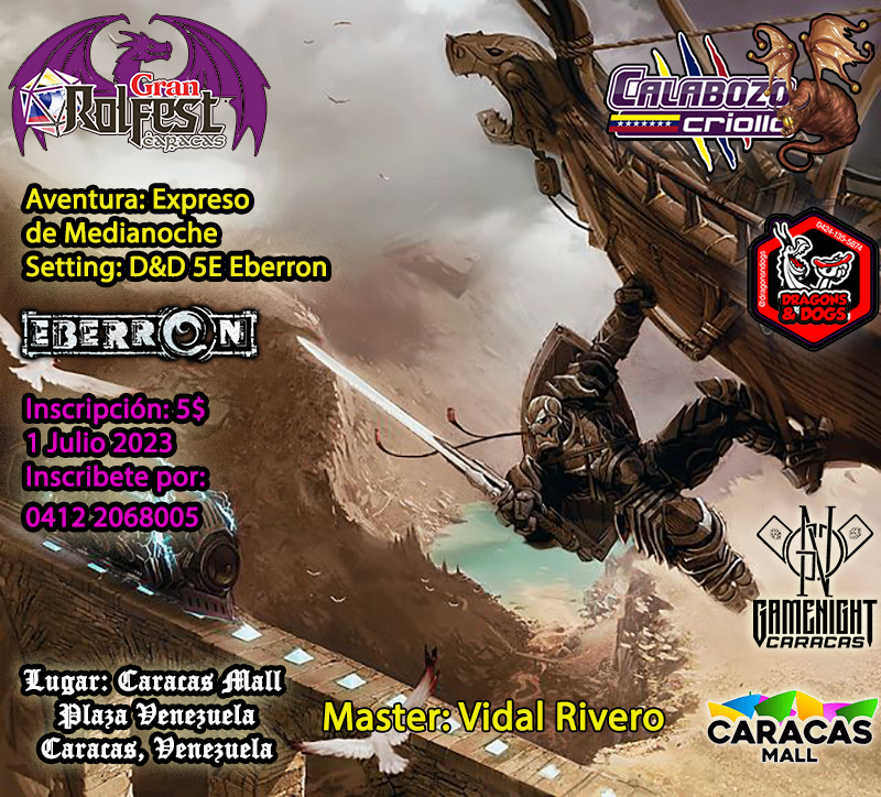CalabozoCriollo's tweet photo. El sabado 1 de julio tendremos un gran evento rolero! Mas de 12 mesas de rol, y con premios a los mejores jugadores! en CARACAS! Plaza Venezuela 
Ve las partidas aqui https://t.co/qjCaUE6STC

Inscríbete por WP +58 412-2068005
@DRAGONSNDOGS @CalabozoCriollo 
#WEDOPLAY #rpg #dnd5e https://t.co/8Pl7xwC0ub