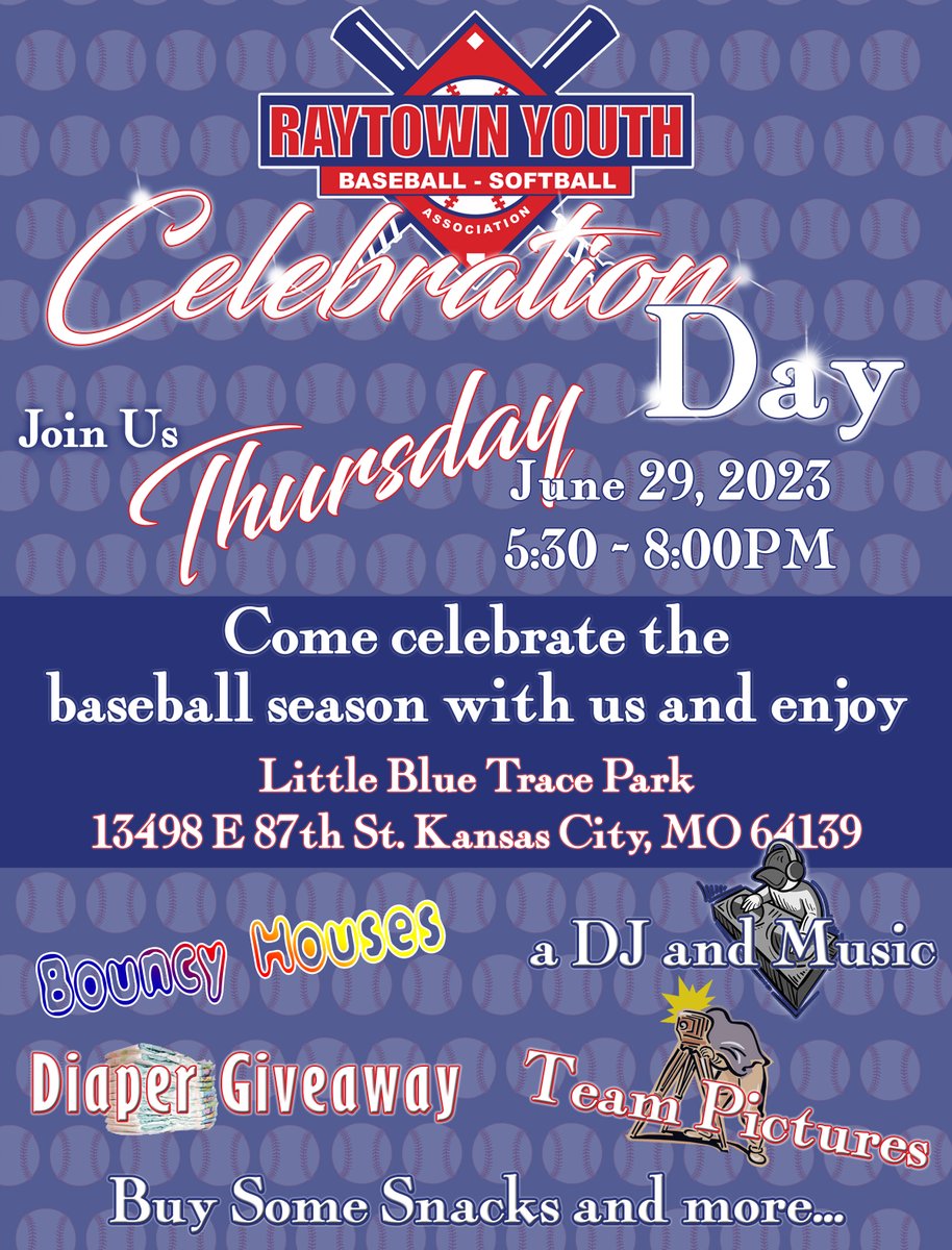 Today's #FeelGoodFriday celebrates the return of youth baseball to Raytown. Can you believe that there are only 2 weeks left of the season?

Mark your calendar and come help them celebrate next Thursday, June 29. See full details in the flyer.

#Raytown
#youthbaseball