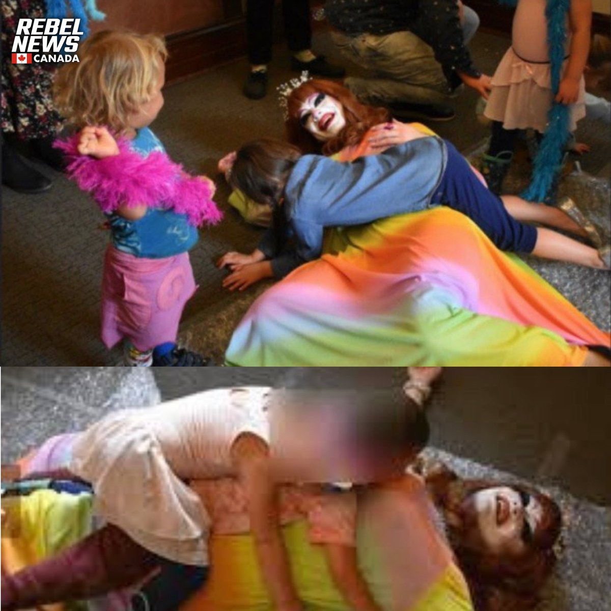 Me: Would you let your toddler roll around with a strange man they just met like this? 

The Left: Only if he’s a drag queen.