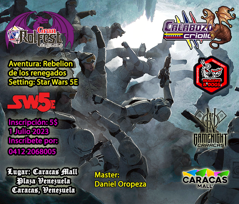 CalabozoCriollo's tweet photo. El sabado 1 de julio tendremos un gran evento rolero! Mas de 12 mesas de rol, y con premios a los mejores jugadores! en CARACAS! Plaza Venezuela 
Ve las partidas aqui https://t.co/qjCaUE7qJa

Inscríbete por WP +58 412-2068005
@DRAGONSNDOGS @CalabozoCriollo 
#WEDOPLAY #rpg #dnd5e https://t.co/G0YAkDavlQ