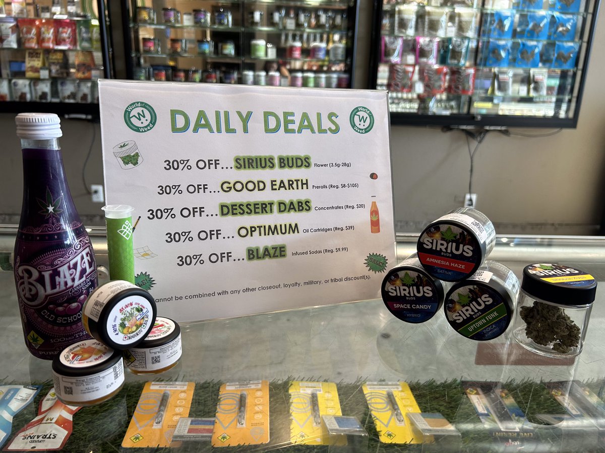 WorldofWeedRec's tweet image. 🔥 HAPPY FRIDAY! Check out our deals today…we can’t wait to see you!

⭐️30% off:
-#Siriusbuds
-#Goodearth
-#dessertdabs
-#optimum 
-#Blaze 

#CannabisCommunity #420friendly #shoplocal #tacoma