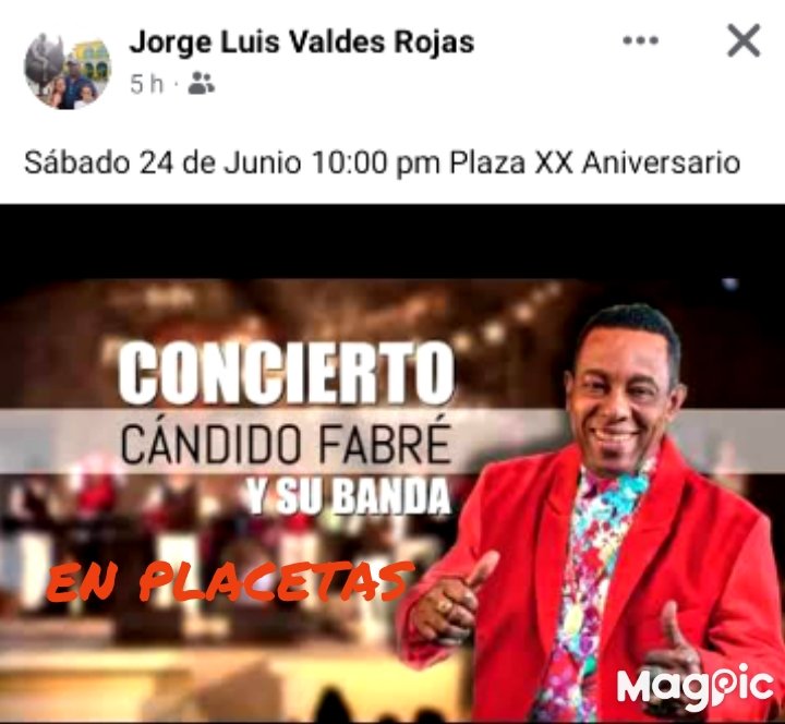 Actuará Cándido Fabré en Placetas este sábado 24 de junio.