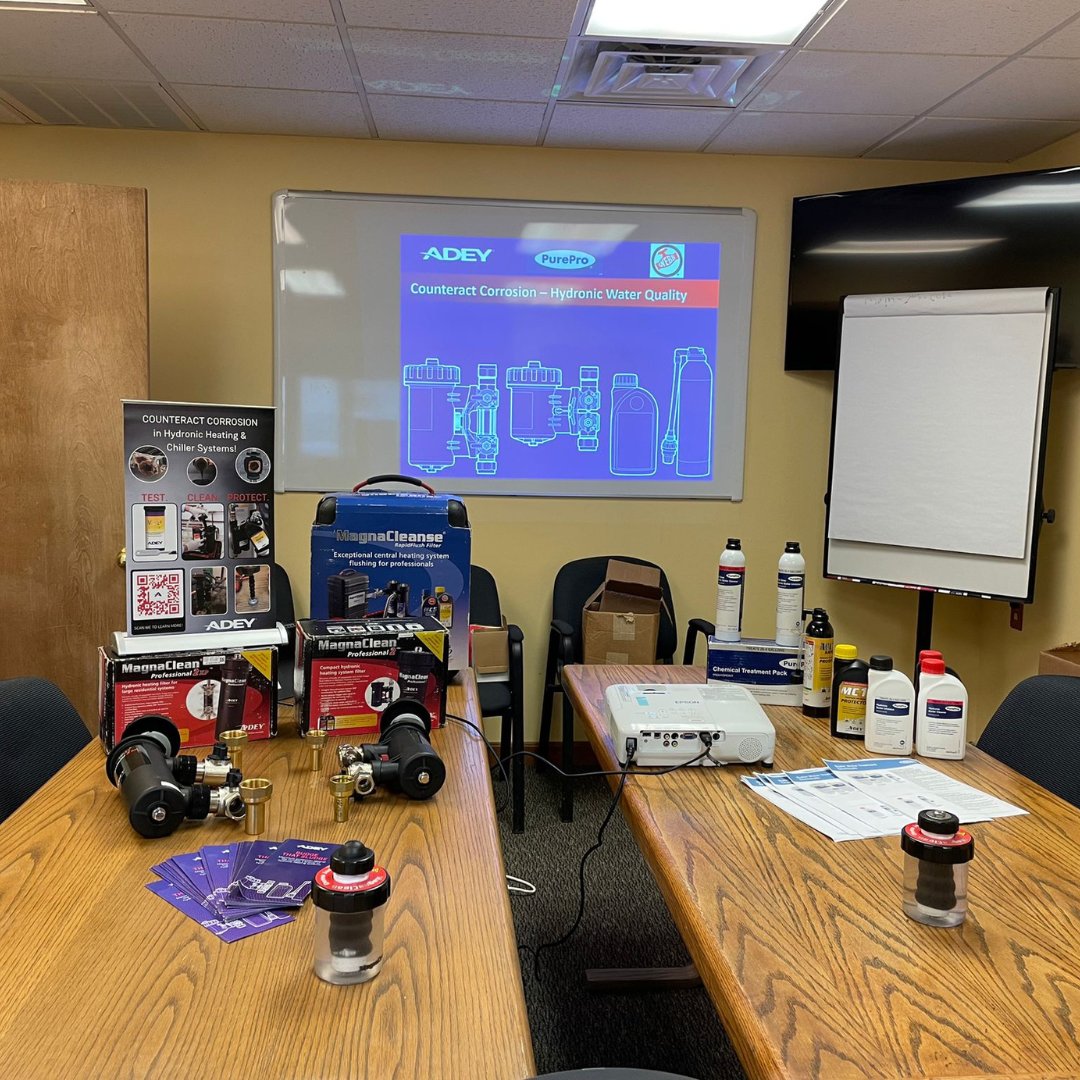 ADEY on the Road . . . 

Patrick Miller, Territory Manager for @SRGIReps and Ralph Young, Territory Manager for @fwwebb brought the importance of hydronic water quality to the team at Dead River Company, New Hampshire

#SeeingIsBelieving #WaterQuality #TestCleanProtectMaintain