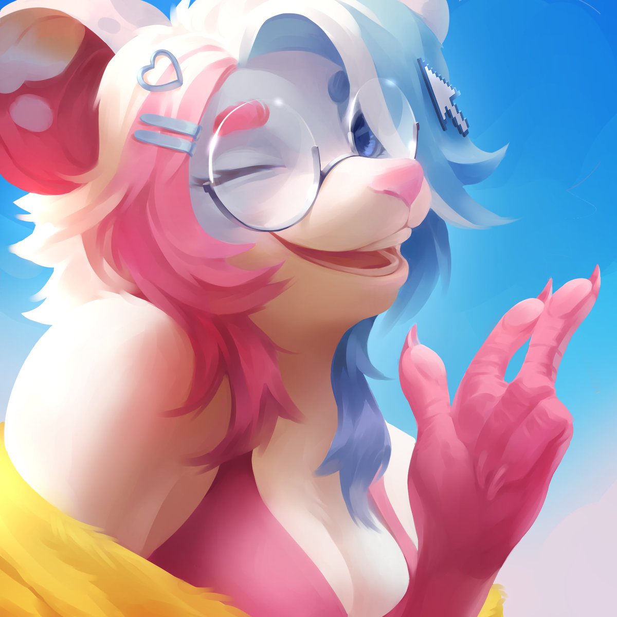 Since its 300 of us already lets celebrate it with a mini raffle! 🥳

To enter:

Follow💙
Retweet💃
Comment with your OC (optional)💬

Winner will receive an icon like below
(Can be furry or human)
Ends on Monday!