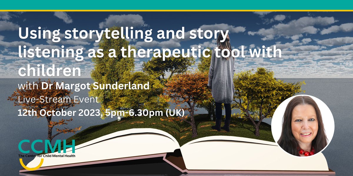 'Using storytelling and story listening as a therapeutic tool with children' with Dr Sunderland. A live-stream event, exploring how to use stories and storytelling to enable children to communicate deeply about their feelings. £20 (plus booking fee) - mailchi.mp/childmentalhea…