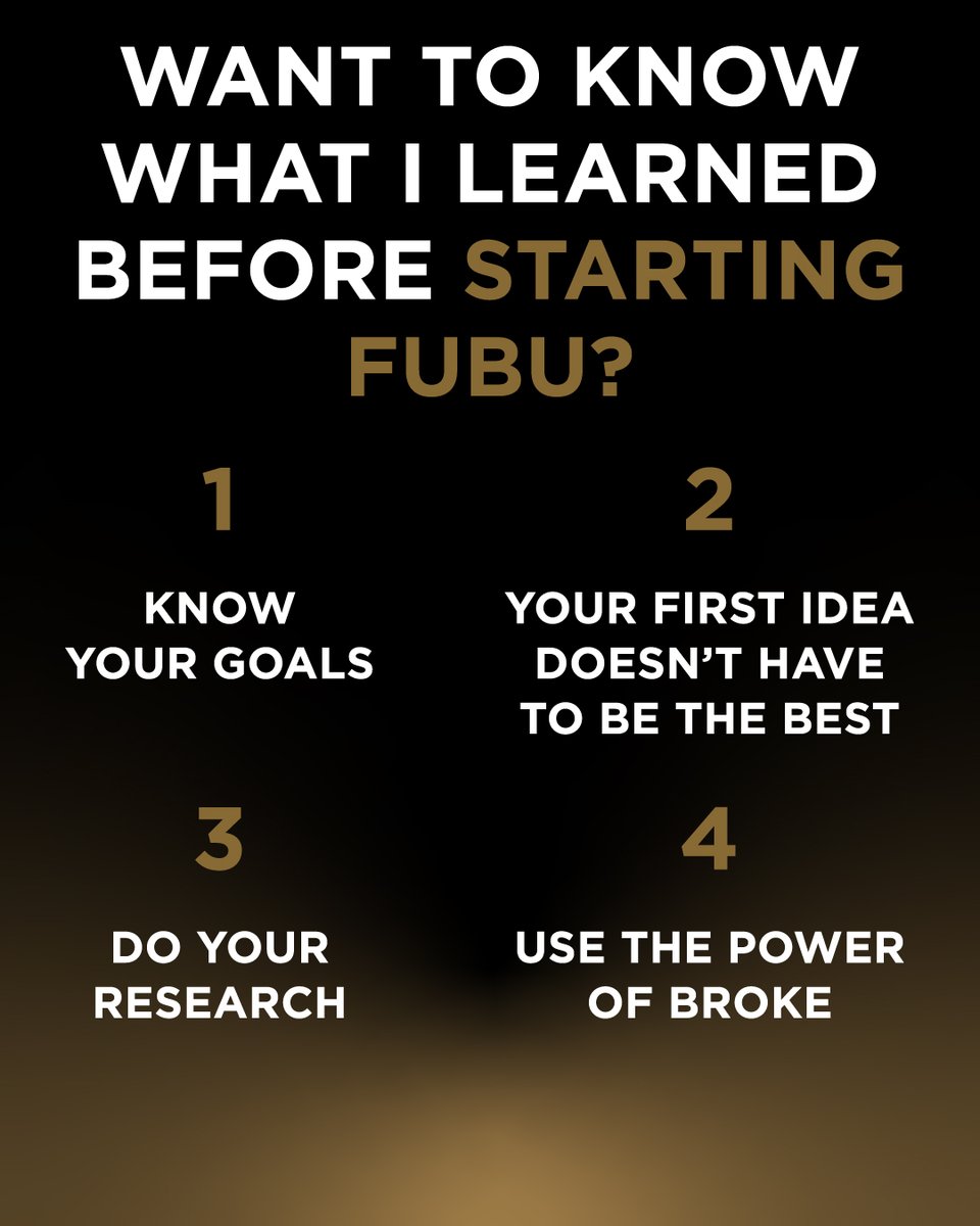 Here is how you can start a billion-dollar business

At first, FUBU was an idea. Then it became a side hustle, and eventually a global brand.

Make sure to use each failure as a lesson!
