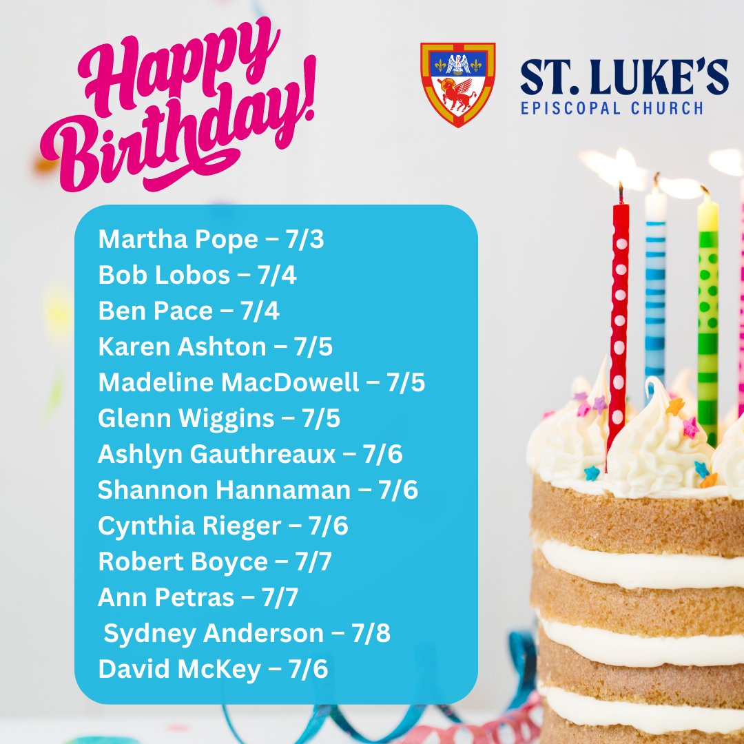 StLukesBR's tweet photo. Say Happy Birthday to those celebrating, and come get your pic on Sunday! 
Read all about what we're talking about in this week's St. Luke's Friday E-vangelist News - https://t.co/P8yGQEs3y6 https://t.co/avxuhjMsXd
