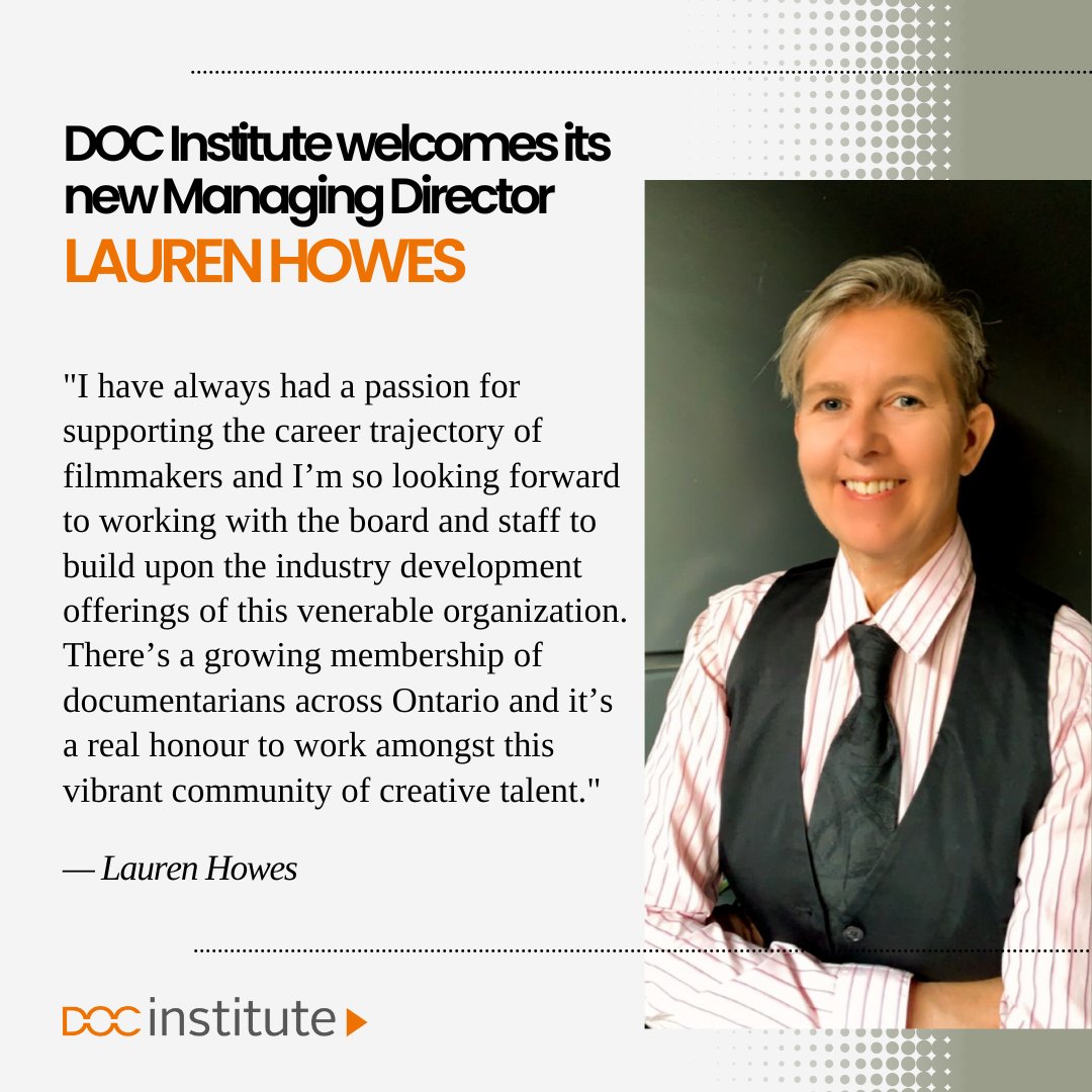 🔸DOC Institute is excited to welcome its new Managing Director, Lauren Howes. Howes brings over 20 years of experience at the senior management level in the not-for-profit arts sector to the position. Learn more: docinstitute.com/doc-institute-…