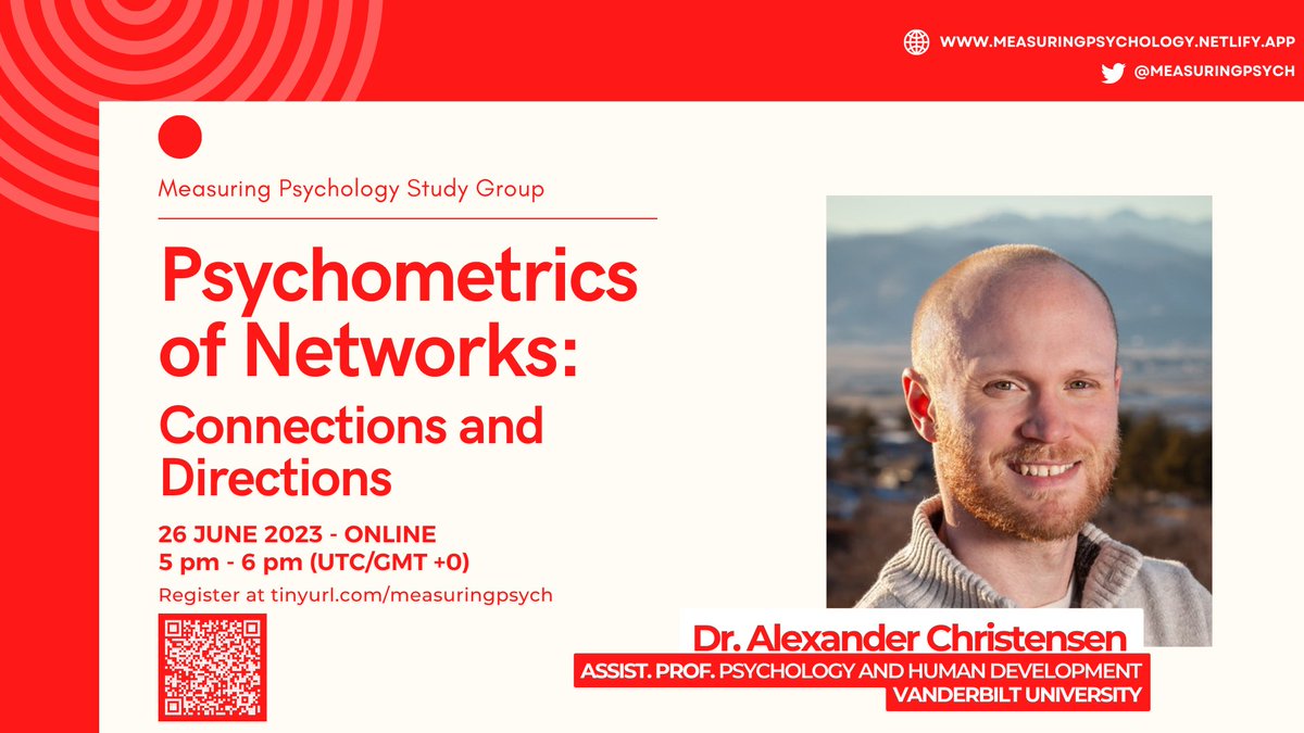 Interested in network psychometrics? Dr. Alexander Christensen, author of several papers on Exploratory Graph Analysis, will join our study group next Monday (June 26) at 5 PM GMT to share his insights. Sign up here tinyurl.com/measuringpsych
