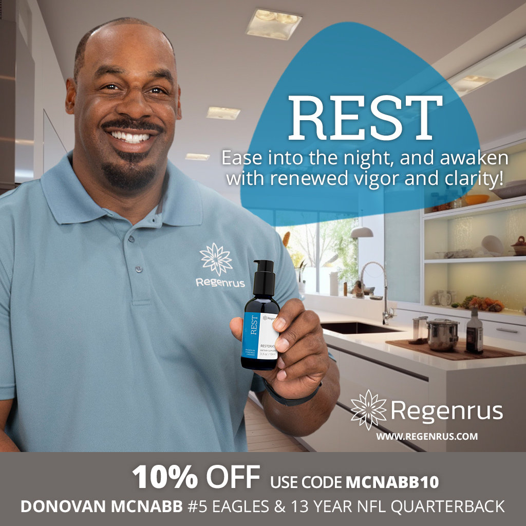 regenrus's tweet photo. MVP @donovanjmcnabb uses REST to help ease into the night, and awaken with renewed vigor and clarity! Learn more about REST at 
https://t.co/ETtjPFtiBp+

#REST #regenrus #donovanmcnabb #wellness  #menshealthmonth #holistichealth #natural #bcorp https://t.co/O25SMLV7ao