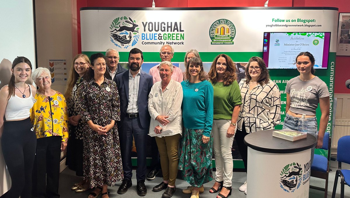 DeptRCDG's tweet photo. Minister @joefingalgreen today launched the Blue &amp; Green Community Network in Youghal. 

This community based climate action project aims to make Youghal the healthiest, cleanest and the most environmentally sustainable town in Ireland.

Read more here > https://t.co/8dCFzNcaiz https://t.co/Z8GClWrFqd