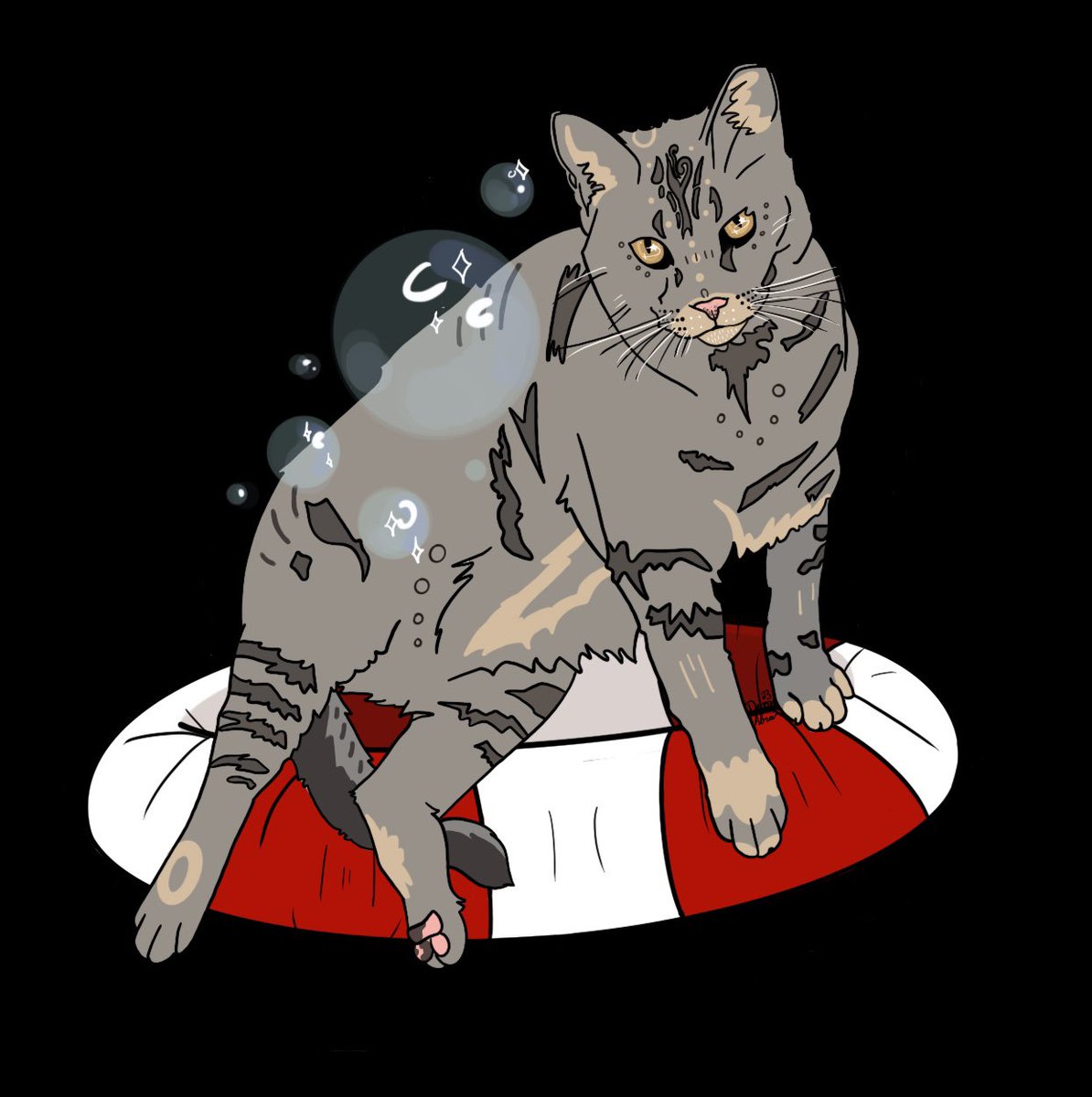 mushroombugg's tweet image. Do you like floatation devices because I do. Available as stickers in my shop #redbubbleartist #catsofinstagram #floaty #fridaymorning  #stickers