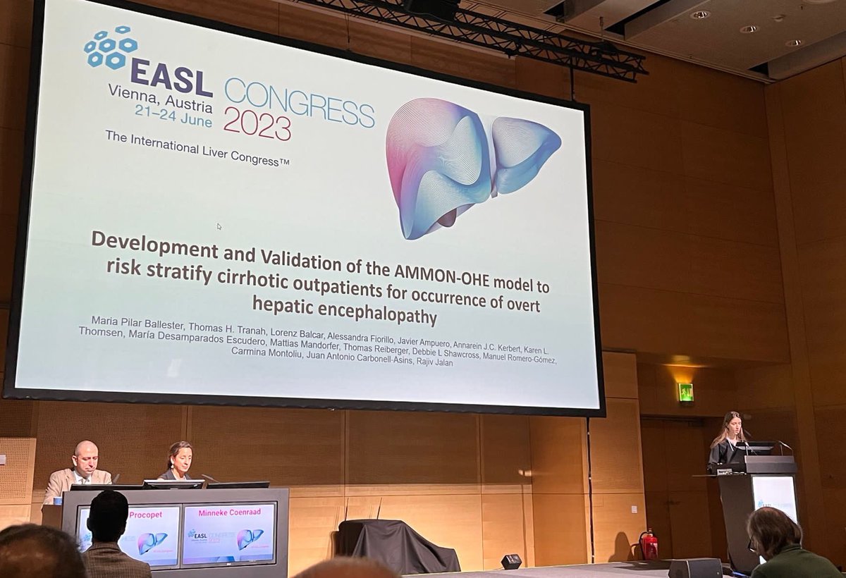 Presenting the AMMON-OHE model for the prediction of #hepaticencephalopathy 🤯 at #EASL2023 👉🏻 here is the online app: ammon-ohe.shinyapps.io/ammon-ohe/ ✅ #AmmonConsortium <a href="/RajivJalan1/">Prof Rajiv Jalan</a> <a href="/mromerogomez/">Manuel Romero-Gómez</a> <a href="/DebbieShawcros1/">Debbie Shawcross</a> <a href="/ReibergerThomas/">Thomas Reiberger</a> <a href="/MattiasMandorf1/">Mattias Mandorfer</a>