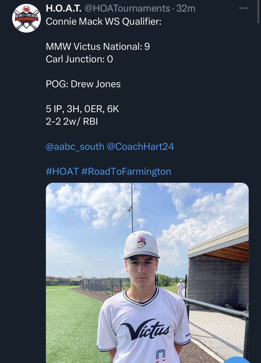 Thank you <a href="/HOATournaments/">H.O.A.T.</a> for the recognition. Had a great morning from both sides of the plate helping <a href="/MMWArkansas/">MMW Midwest</a> pull out a win.
<a href="/BUncommitted/">Baseball_Uncommitted</a> <a href="/jucoroute/">#JucoRoute</a> #uncommited