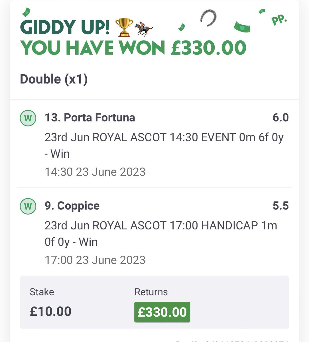 thebetsline_'s tweet photo. @TWEnclosure Had this nice double too 🔥 https://t.co/Kf9T0oQSBU