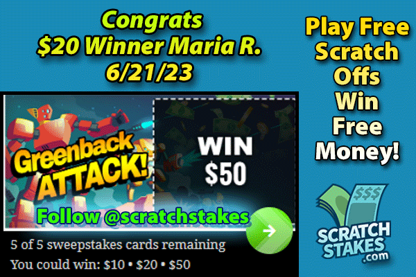 scratchstakes's tweet photo. 👍It's always a win-win playing #Scratchstakes!
Congrats to Maria R. on #winning $20 in Greenback Attack on June 21st!🙌
🤑
Play FREE #scratchoff #games, #win FREE instant cash!
🤔Have you scratched today?
👉 https://t.co/qx90NBCwhO https://t.co/WUWdfOhPvo