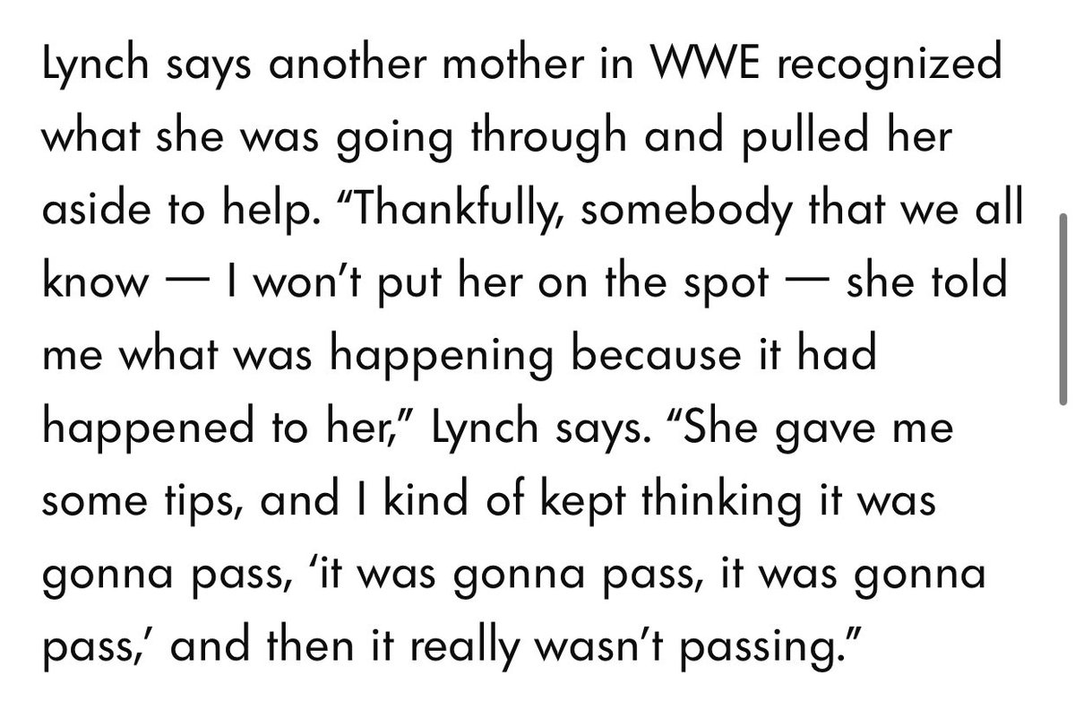 Becky Lynch putting a brave face on TV every week going into WrestleMania 39 this year while suffering from post-weaning depression is horrible. 

One of the toughest, kindest wrestlers to ever be in the industry. ❤️