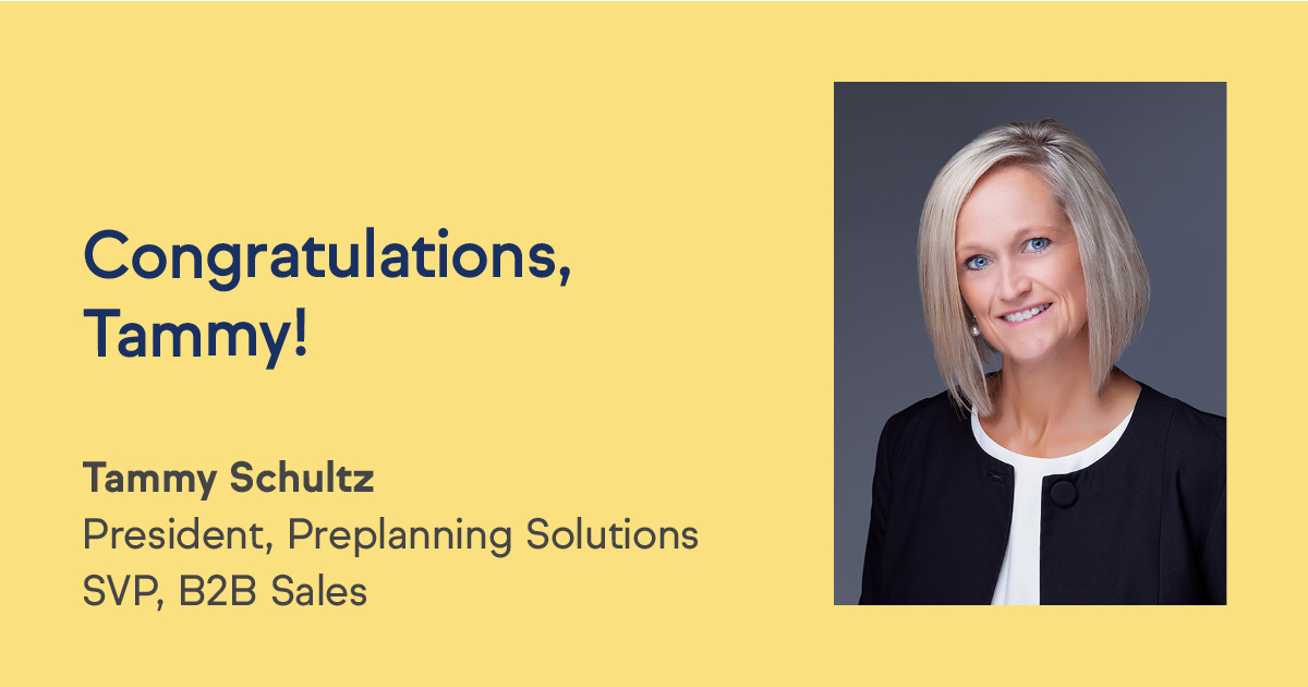 Help us welcome Tammy Schultz in an expanded role as our new President of Preplanning Solutions and SVP of B2B Sales! And congratulations to Rob Purtell who will be retiring after nearly 25 years at the company.

#Promotion #Retirement #Congratulations
