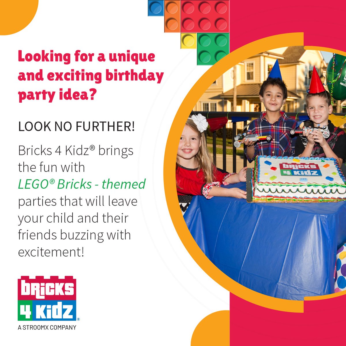 Looking for a Unique and Exciting Birthday Party Idea? 🎉🎈 Look no further than Bricks4Kidz! 🎁✨ We bring the ultimate LEGO®-themed party experience that will leave your child and their friends buzzing with excitement! 🎊🎉 🎁🎉 #Bricks4Kidz #LEGOParty #BirthdayFun