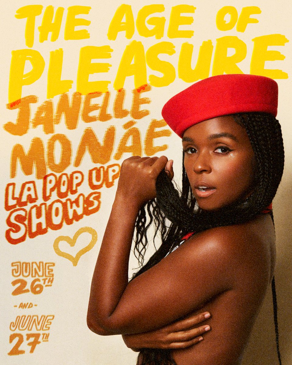 LA F.A.M. don't miss @JanelleMonae's Pop Up shows June 26 & June 27 💋🍾🥂
#TheAgeofPleasure 
6.26: JanelleMonae.lnk.to/PopUp26
6.27: JanelleMonae.lnk.to/PopUp27