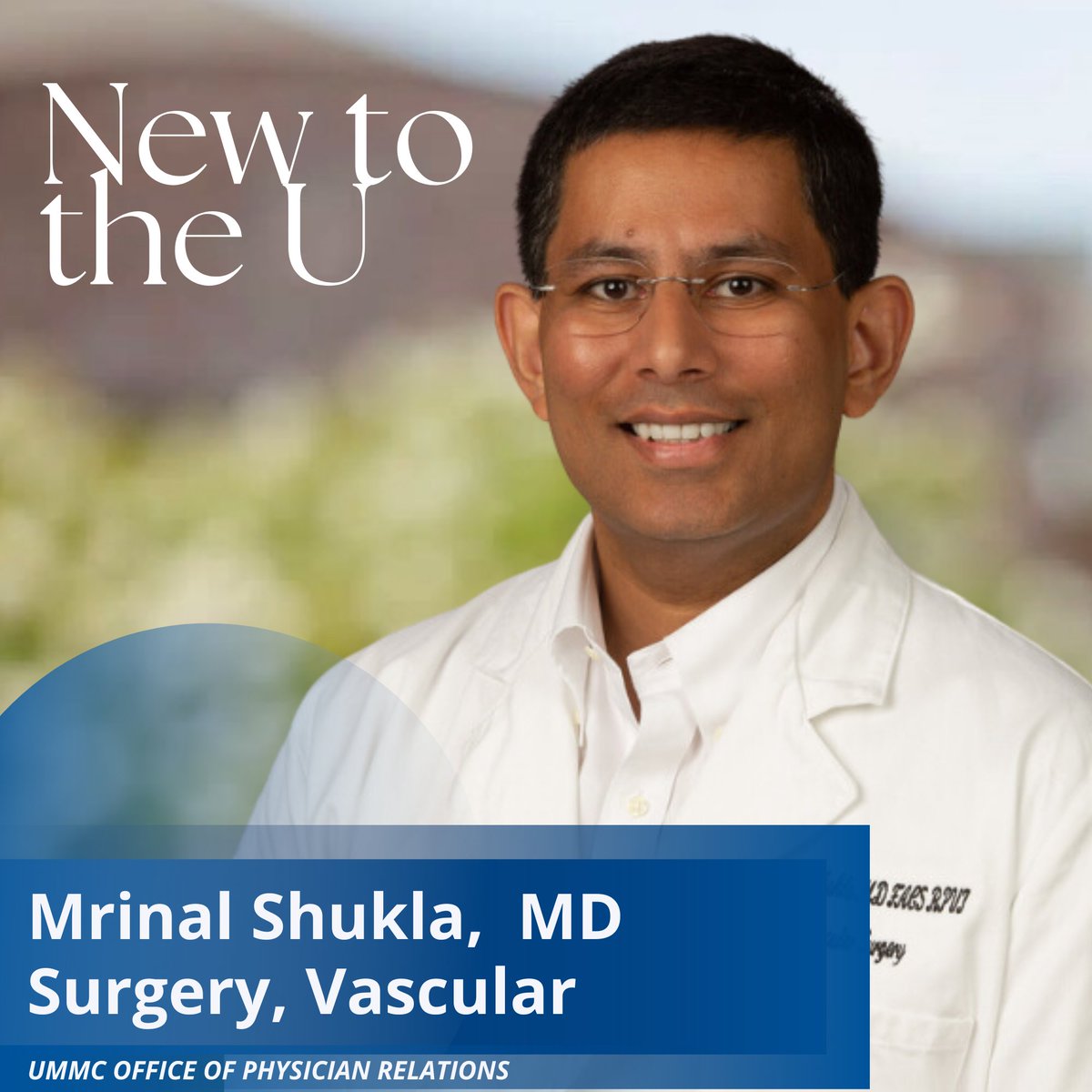 ＮＥＷ ＴＯ ＴＨＥ Ｕ🥼
👉Dr. Mrinal Shukla - Vascular Surgery👈
The Office of Physician Relations welcomes Dr. Mrinal Shukla to the Department of Surgery! Dr. Shukla specializes and is board certified in vascular surgery.
Welcome to UMMC, Dr. Shukla!
#newtotheU #welcometotheU
