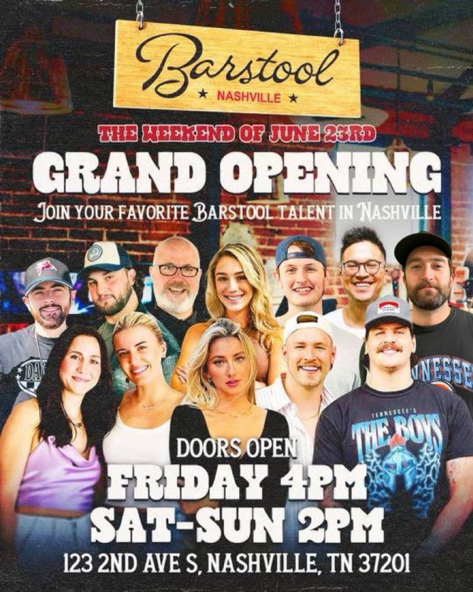 Will Compton on Twitter "Doors open at 4pm‼️ Barstool Nashville Bar is