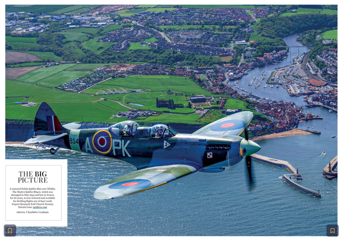 MadCowFudge's tweet photo. #Blown #Away to have a #Doublepage #Spread in #YorkshireLife with this #Image with the #Spitfire over #Whitby #YorkshireCoast #photography #photographer #Yorkshire #UK #Air2Air https://t.co/W2ailICFV4