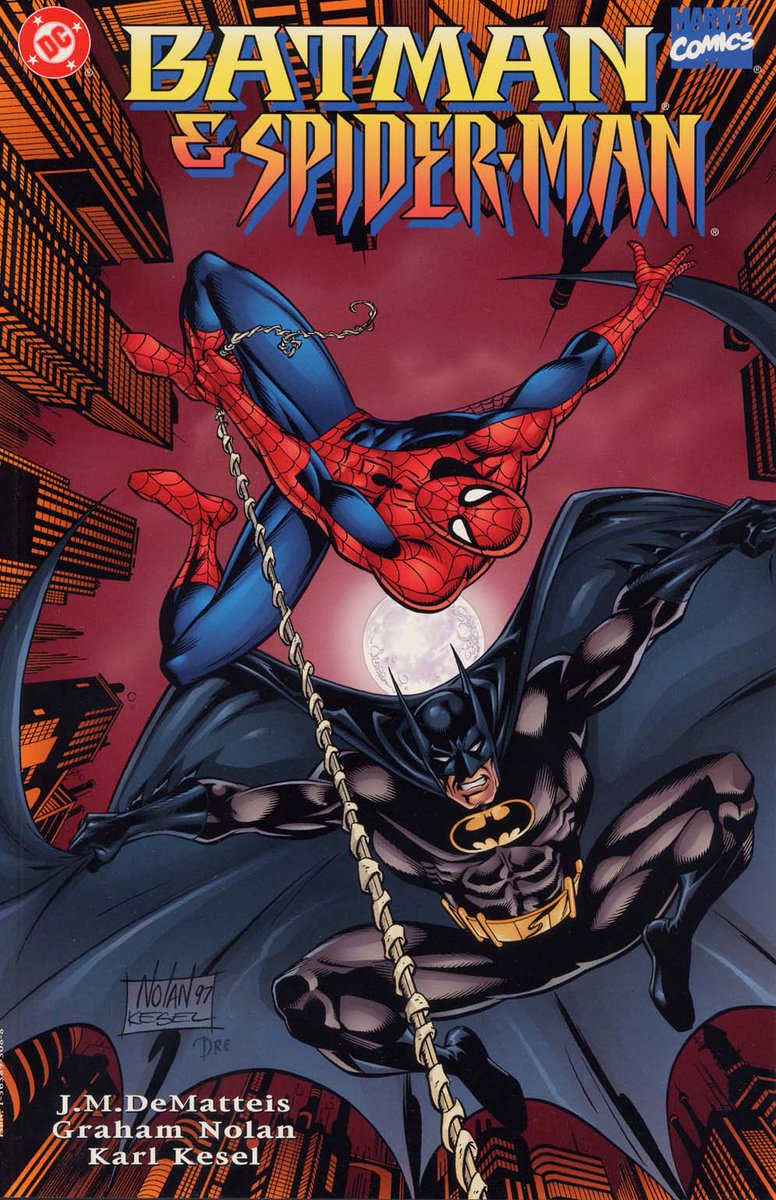 RT @BatCreators: 'Batman/Spider-Man' (1997)

Art by Graham Nolan and Karl Kesel
Story by J.M. DeMatteis https://t.co/goDMfNKmT8