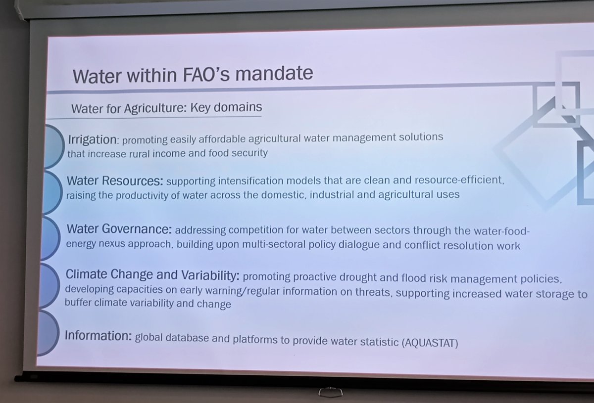 WaterImperial's tweet photo. We had a wonderful speaker from the UNs @FAOLandWater talking on the importance of #drought and vulnerability &amp; the collaborative work with @IC_CEP Professor Nick Voulvoulis and team on 'Exploring #naturalresources - driven fragility' #water
@imperialcollege @Env_Management https://t.co/ckPTKbBA4Z