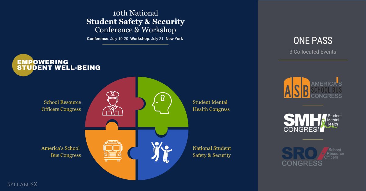 Join us at the 10th National Student Safety & Security Conference in NYC, July 19-21! With 3 Co-located Events: 🚌 America's School Bus Congress: Delve into the world of school transportation, exploring ways to make every student's journey safer 👮 School Resource Officers…