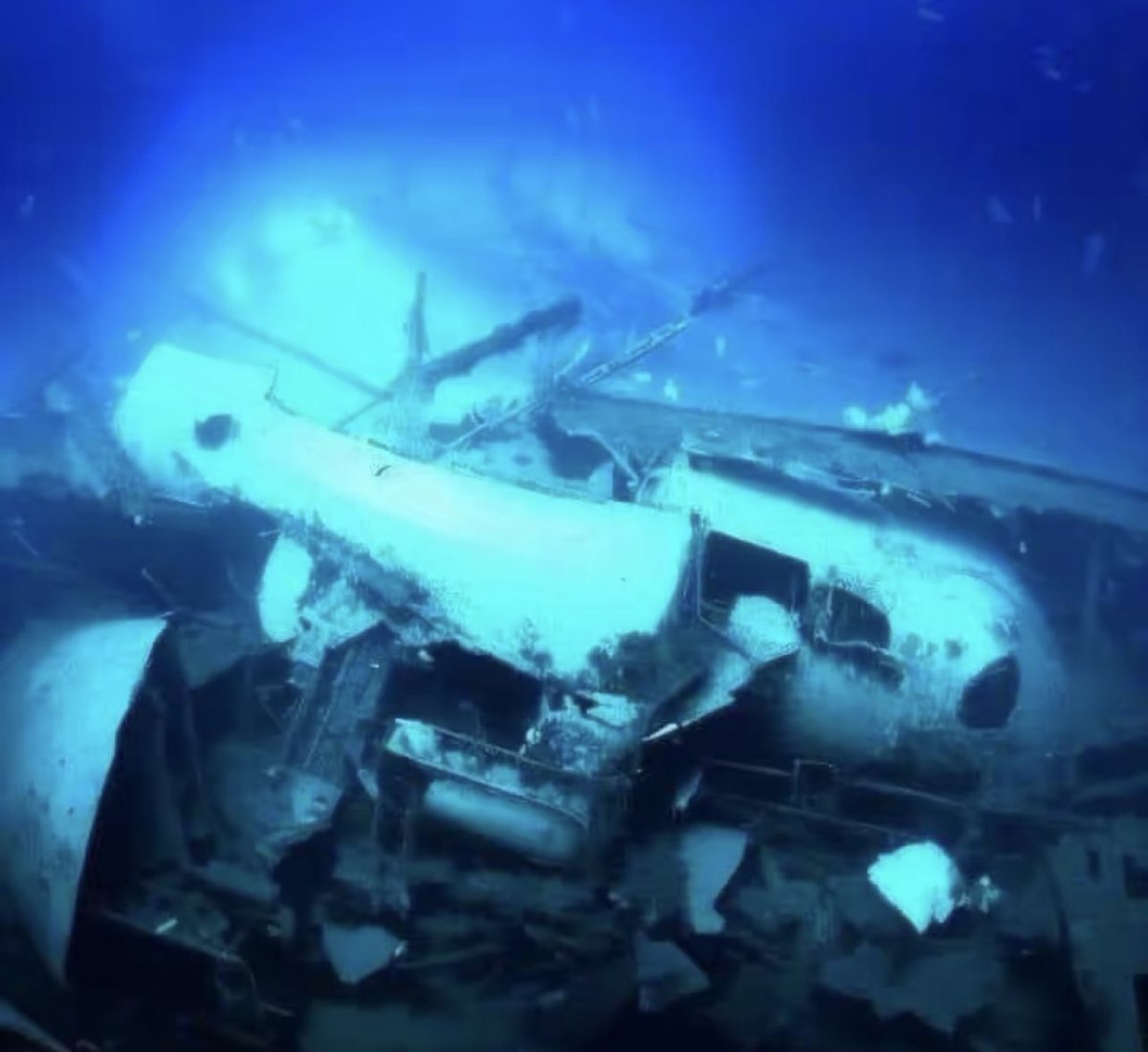 Ocean Gate’s Titan submarine in pieces at the bottom of the Atlantic Ocean after imploding due to immense pressure difference at that depth. 

The debris field was found by a Remotely Operated Vehicle, ROV.
1,500 feet (457 meters) from the bow of the Titanic wreckage.

US Coast…