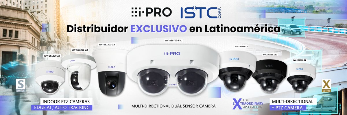 #ISTC distribuidor EXCLUSIVO de <a href="/iPRO_Americas/">i-PRO Americas Inc.</a>  en LATAM🌎 

Traemos para ti:
· Multi-Directional + PTZ Camera, X series.
· Multi-Directional Dual Sensor Camera, 2 Sensors, S series.
· Indoor #PTZ Cameras Edge AI / Auto tracking, S series de i-PRO 📹 🎦

marketing@istccorp.com📩