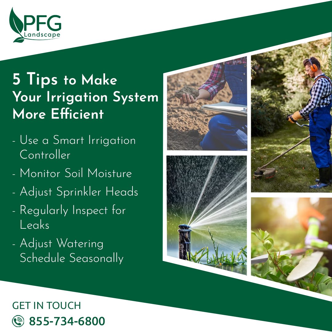 If your irrigation system is costing you extra time and money, it’s time to make a change! Follow these 5 simple tips from PFG to help make your irrigation system more efficient.

peterferrandinogroup.com

#PFGLandscape #irrigationsolutions #irrigationsystems #irrigationtips