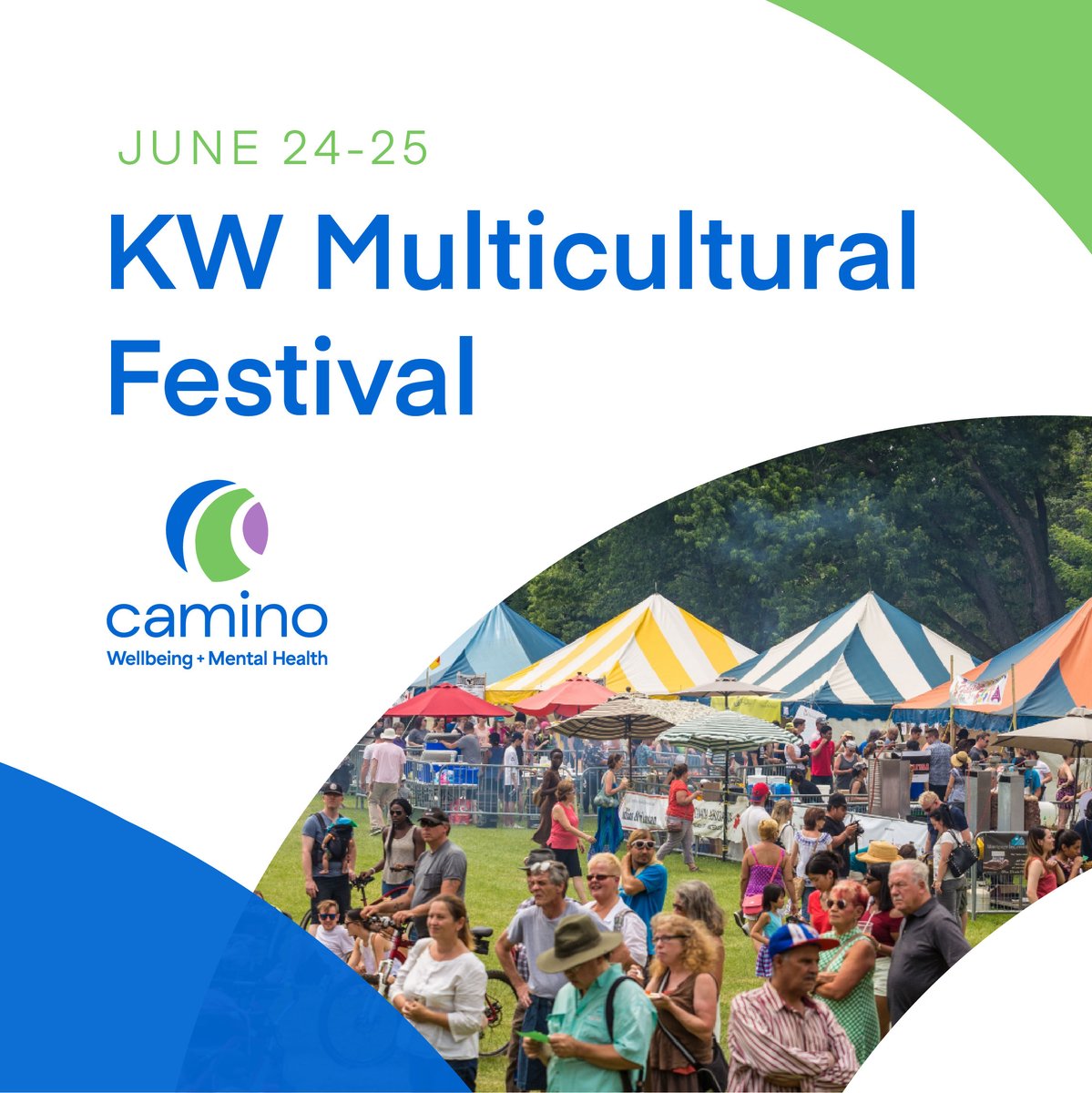 [Follow @CaminoWellbeing for new updates] Swing by the Camino Wellbeing + Mental Health booth while you enjoy this weekend’s KW Multicultural Festival in Willow River Park (Victoria Park). We hope to see you there! You can find more info via linktr.ee/caminowellbeing.